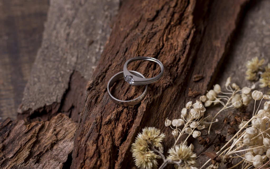 Silver rings on wood, Akshar Jewellers Nagpur